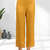 Women's linen mustard embroidered short kurta with pant