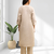 Women's linen beige embroidered long kurta with pant