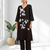 Women's linen black embroidered long kurta with pant