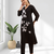 Women's linen black embroidered long kurta with pant