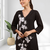 Women's linen black embroidered long kurta with pant