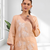Women's linen coral embroidered long kurta with pant