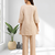 Women's linen cream embroidered short kurta with pant