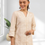 Women's linen cream embroidered short kurta with pant