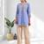 Women's cotton, linen sky blue embroidered only top