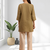 Women's linen light brown embroidered only top