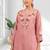 Women's linen pink embroidered long kurta with pant