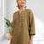 Women's linen light brown embroidered only top