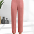 Women's linen pink embroidered long kurta with pant