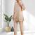 Women's linen beige embroidered short kurta with pant