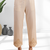 Women's linen beige embroidered short kurta with pant