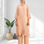 Women's linen coral embroidered long kurta with pant