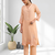 Women's linen coral embroidered long kurta with pant