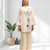 Women's linen cream embroidered short kurta with pant