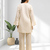 Women's linen cream embroidered short kurta with pant