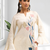 Women's linen cream embroidered short kurta with pant