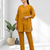 Women's cotton linen yellow embroidered short kurta with pant