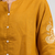 Women's cotton linen yellow embroidered short kurta with pant