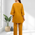 Women's cotton linen yellow embroidered short kurta with pant