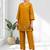 Women's cotton linen yellow embroidered short kurta with pant