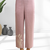 Women's linen pink embroidered long kurta with pant