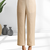 Women's linen beige embroidered short kurta with pant