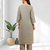 Women's linen gray embroidered long kurta with pant
