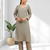 Women's linen gray embroidered long kurta with pant