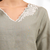 Women's linen gray embroidered long kurta with pant