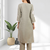 Women's linen gray embroidered long kurta with pant