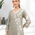 Women's linen gray embroidered long kurta with pant