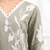 Women's linen gray embroidered long kurta with pant
