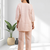 Women's linen pink embroidered short kurta with pant