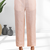 Women's linen pink embroidered short kurta with pant