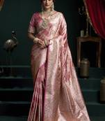 Rose pink banarasi silk saree with zari weaving saree