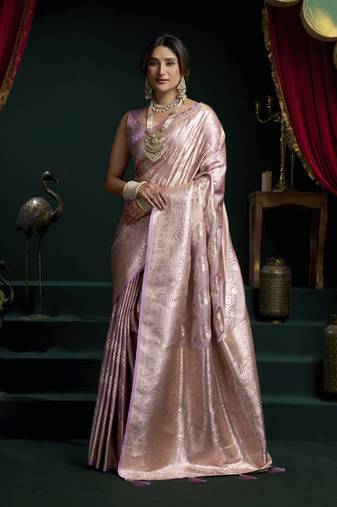 Lavender banarasi silk saree with zari weaving saree