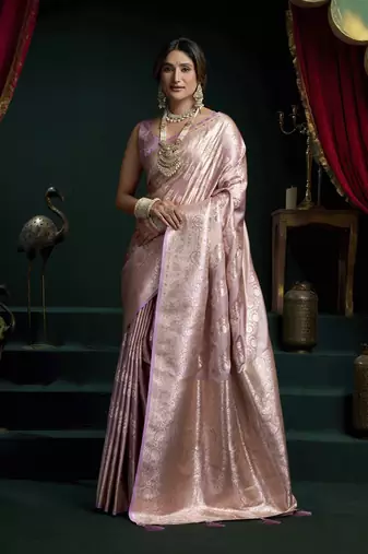 Lavender banarasi silk saree with zari weaving saree