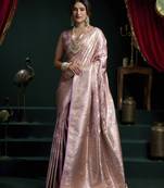 Lavender banarasi silk saree with zari weaving saree