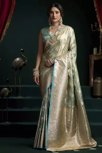 Sky blue banarasi silk saree with zari weaving saree