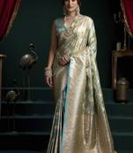 Sky blue banarasi silk saree with zari weaving saree