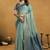 Shaded turquoise  & blue spun cotton zari saree with rich pallu