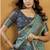 Shaded turquoise  & blue spun cotton zari saree with rich pallu