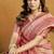 Shaded peach spun cotton zari saree with rich pallu