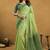Shaded green spun cotton zari saree with rich pallu