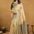 Shaded gray & beige spun cotton zari saree with rich pallu