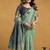 Shaded turquoise  & blue spun cotton zari saree with rich pallu