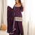 Purple colour glass roman silk embroidery suit set with dupatta