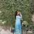 Sky blue colour chinon silk kurti palazzo set with sequins embroidery dupatta