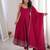 Roman silk embroidery sequins work rani pink readymade ethnic gown