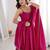Roman silk embroidery sequins work rani pink readymade ethnic gown